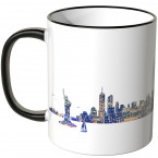 JUNIWORDS Tasse "Good Morning New York!" Skyline bei Nacht