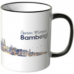 JUNIWORDS Tasse "Guten Morgen Bamberg!" Skyline bei Nacht