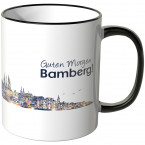 JUNIWORDS Tasse "Guten Morgen Bamberg!" Skyline bei Nacht