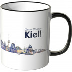 JUNIWORDS Tasse "Guten Morgen Kiel!" Skyline bei Nacht