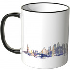 JUNIWORDS Tasse "Guten Morgen Dubai!" Skyline bei Nacht