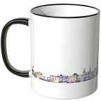 JUNIWORDS Tasse "Guten Morgen Amsterdam!" Skyline bei Nacht