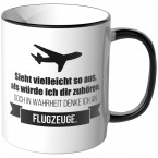 JUNIWORDS Tasse Sieht vielleicht so aus, als würde ich dir zuhören. - Flugzeuge