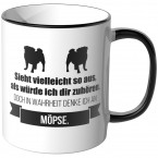 JUNIWORDS Tasse Sieht vielleicht so aus, als würde ich dir zuhören. - Möpse