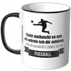 JUNIWORDS Tasse Sieht vielleicht so aus, als würde ich dir zuhören - Fussball