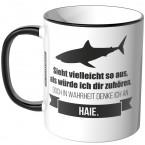 JUNIWORDS Tasse Sieht vielleicht so aus, als würde ich dir zuhören - Haie