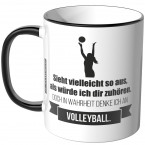 JUNIWORDS Tasse Sieht vielleicht so aus, als würde ich dir zuhören - Volleyball 