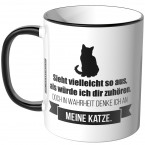 JUNIWORDS Tasse Sieht vielleicht so aus, als würde ich dir zuhören - Katze