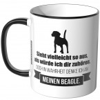 JUNIWORDS Tasse Sieht vielleicht so aus, als würde ich dir zuhören - Beagle