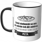 JUNIWORDS Tasse Sieht vielleicht so aus, als würde ich dir zuhören - Pizza