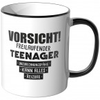 JUNIWORDS Tasse Vorsicht! Freilaufender Teenager.