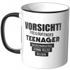 JUNIWORDS Tasse Vorsicht! Freilaufender Teenager.