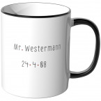 JUNIWORDS personalisierte Tasse Mr. Wunschname mit Datum