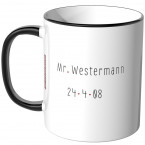 JUNIWORDS personalisierte Tasse Mr. Wunschname mit Datum