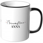 JUNIWORDS personalisierte Tasse Weil du die Liebe meines Lebens bist, Datum, Wunschname