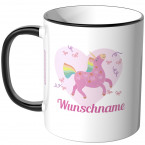 JUNIWORDS Tasse Pink Einhorn Wunschname