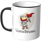 JUNIWORDS Tasse Ritter mit Fahne und Wunschname