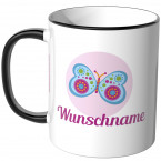 JUNIWORDS Tasse Schmetterling mit Wunschname - Motiv 1