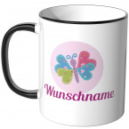 JUNIWORDS Tasse Schmetterling mit Wunschname - Motiv 2