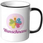 JUNIWORDS Tasse Schmetterling mit Wunschname - Motiv 2