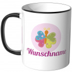 JUNIWORDS Tasse Schmetterling mit Wunschname - Motiv 2