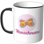 JUNIWORDS Tasse Schmetterling mit Wunschname - Motiv 2