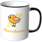 JUNIWORDS Tasse Vogel mit Wunschname