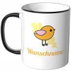 JUNIWORDS Tasse Vogel mit Wunschname