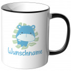 JUNIWORDS Tasse Flusspferd mit Wunschname