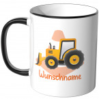 JUNIWORDS Tasse Kompaktlader mit Schaufel mit Wunschname