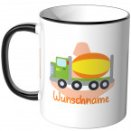 JUNIWORDS Tasse Betonmischer mit Wunschname