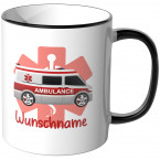 JUNIWORDS Tasse Krankenwagen mit Wunschname - Motiv 1