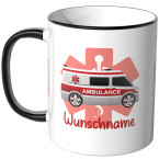 JUNIWORDS Tasse Krankenwagen mit Wunschname - Motiv 1