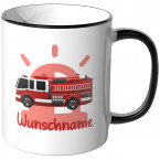 JUNIWORDS Tasse Tanklöschfahrzeug mit Wunschname