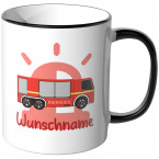 JUNIWORDS Tasse Löschfahrzeug mit Wunschname