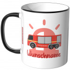 JUNIWORDS Tasse Löschfahrzeug mit Wunschname