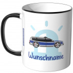 JUNIWORDS Tasse Polizeiwagen Deutschland mit Wunschname