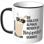 JUNIWORDS Tasse Die coolsten Alpakas werden im November geboren.