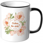 JUNIWORDS Tasse Ficken Sie sich! - Blumen