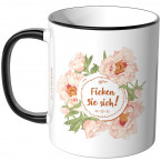 JUNIWORDS Tasse Ficken Sie sich! - Blumen