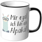 JUNIWORDS Tasse Mir egal, ich bin ein Alpaka - Blau