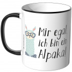 JUNIWORDS Tasse Mir egal, ich bin ein Alpaka - Blau