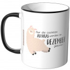 JUNIWORDS Tasse Nur die coolsten Alpakas werden im Dezember geboren!