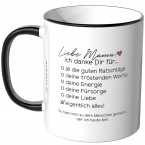 JUNIWORDS Tasse Liebe Mama, ich danke dir für...