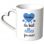 JUNIWORDS personalisierte Herz Tasse *Name* du bist alles für mich! - Blau