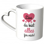 JUNIWORDS personalisierte Herz Tasse *Name* du bist alles für mich! - Rot