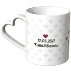 JUNIWORDS personalisierte Herz Tasse mit Euren Namen und Datum