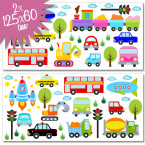 Wandsticker Mega Set - bunte Autowelt