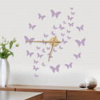 Wandtattoo Uhr - Schöner Schmetterlingsschwarm