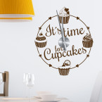 Wandtattoo Uhr - Its time for cupcakes